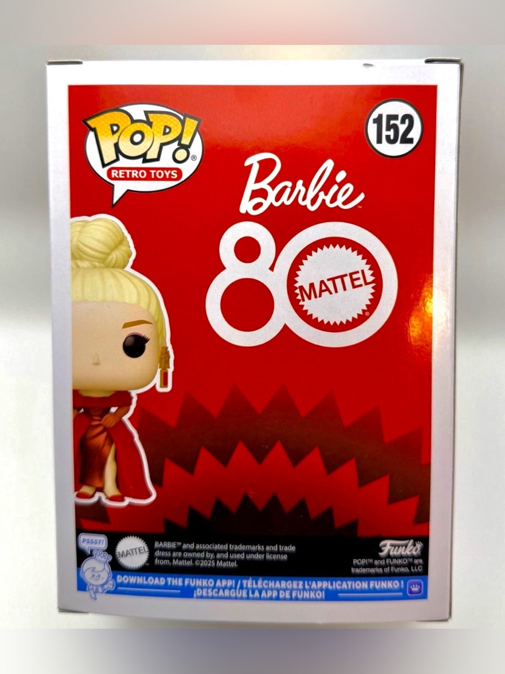 Funko Pop Retro Line, Barbie 80th Anniversary #152 with Red Dress & Cape, NIB - Picture 6 of 10